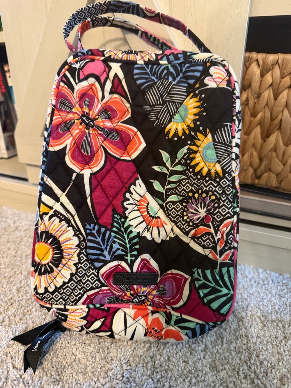 Vera Bradley Black Multi Floral Quilted Lunch Box